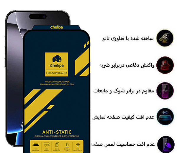 محافظ صفحه نمایش اپیکوی مدل Chelipa Anti-Static مناسب برای گوشی موبایل اپل iPhone 16 Pro Max