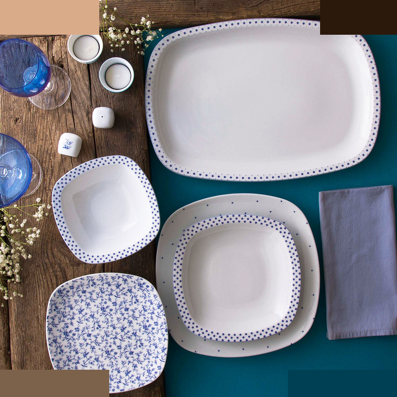 سرویس غذاخوری 27 پارچه 6 نفر چینی زرین ایران مدل کواترو ورنیکا درجه عالی