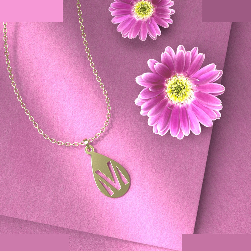 گردنبند طلا 18 عیار زنانه مدوپد مدل حرف M کد RR2-1-1269