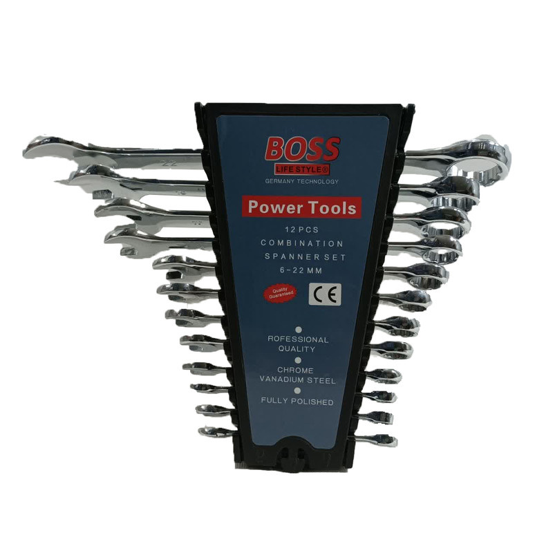 آچار یکسر تخت و یکسر رینگی باس مدل 6-22mm مجموعه 12 عددی