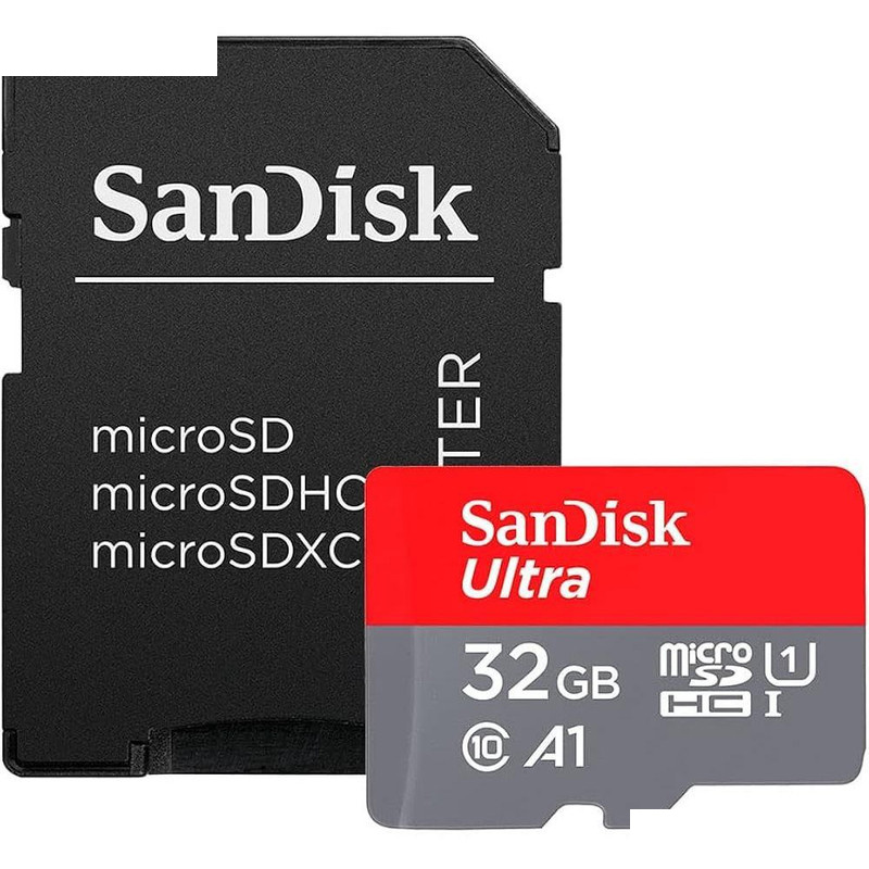 کارت حافظه microSDHC سن دیسک مدل Ultra A1 کلاس 10 استاندارد UHS-I سرعت 98MBps ظرفیت 32 گیگابایت به همراه آدابتور sd