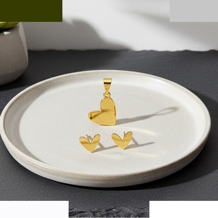 نیم ست طلا 18 عیار زنانه گالری قو طلایی مدل قلب مینیمال نیم ست طلا 18 عیار زنانه گالری قو طلایی مدل قلب مینیمال