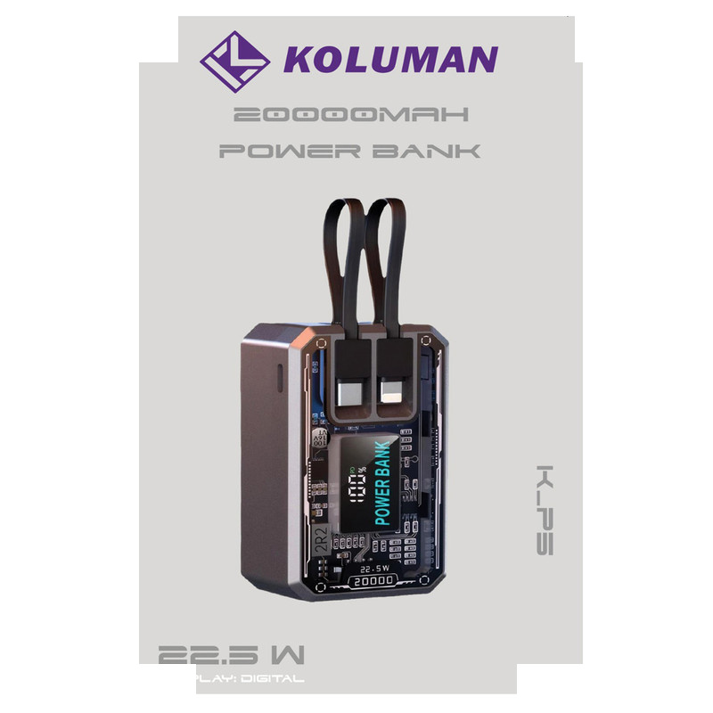 پاوربانک کلومن مدل K-P5 DISPLAY DIGITAL ظرفیت 20000 میلی آمپر ساعت