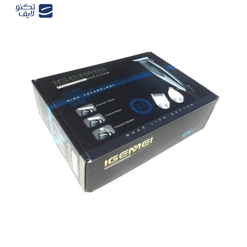 ماشین اصلاح موی صورت جیمی مدل GM830، اصلاح به صورت صفر زن، خط زن، قابلیت تنظیم سرعت، منبع انرژی با برق، تکنولوژی اصلاح به صورت برش مستقیم، اندازه اصلاح 0.1 میلی‌متر، به‌همراه روغن، برس تمیزکننده