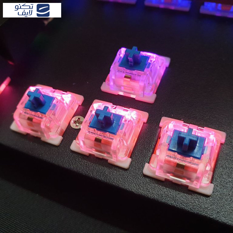 کیبورد مخصوص بازی مکانیکی رپو مدل V500PRO، مکانیکال سوییچ آبی، Full size، نورپردازی RGB