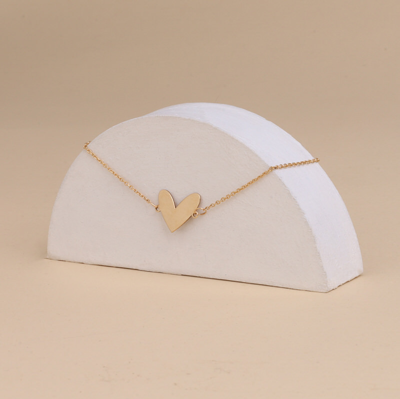 دستبند طلا 18 عیار طرح قلب مینیمال