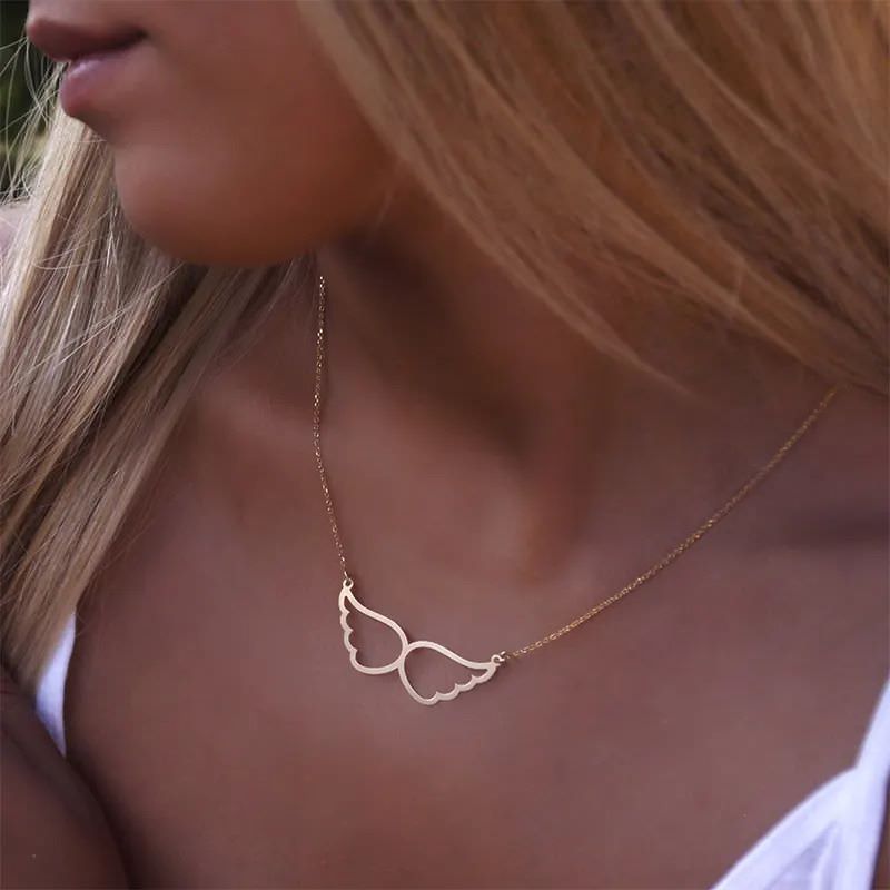 گردنبند طلا 18عیار طرح بال فرشته تو خالی دوبل