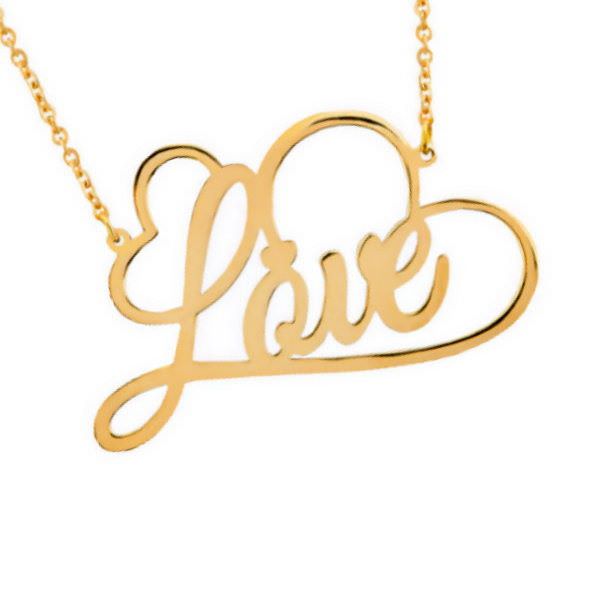 گردنبند طلا 18عیار زنانه طرح لاو و قلب