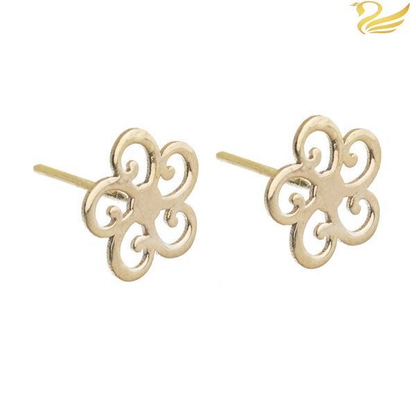 گوشواره طلا 18عیار گل پیچ پیچی