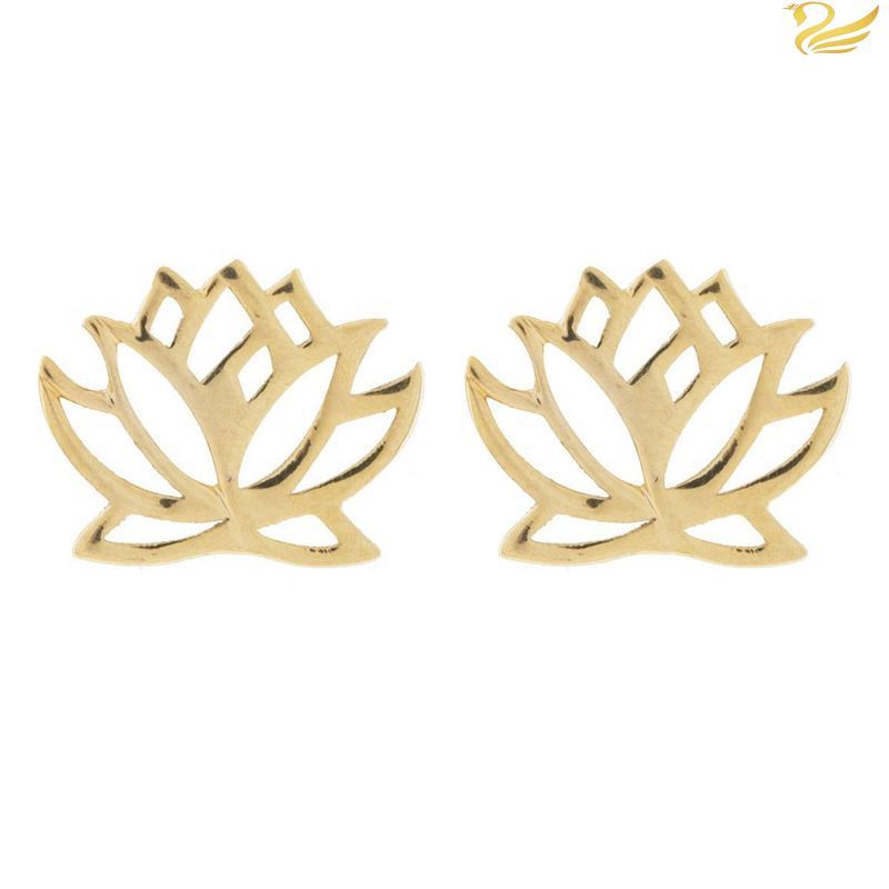 گوشواره طلا 18عیار طرح گل نیلوفر