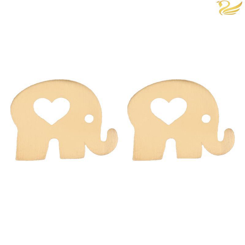 گوشواره طلا 18عیار طرح فیل و قلب