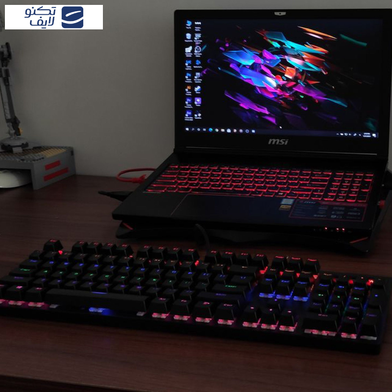 کیبورد مخصوص بازی مکانیکی رپو مدل V500PRO، مکانیکال سوییچ آبی، Full size، نورپردازی RGB