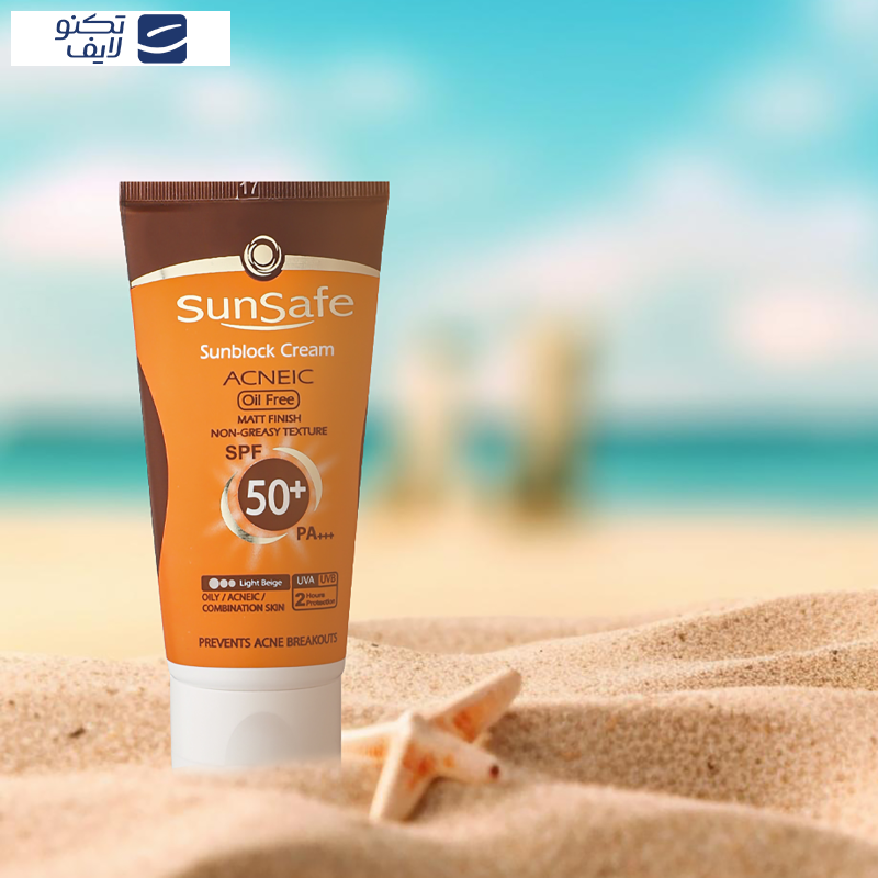 کرم ضدآفتاب و آنتی‌آکنه رنگی سان‌سیف مدل SPF50، مناسب پوست‌های چرب، حجم 50 میلی‌لیتر