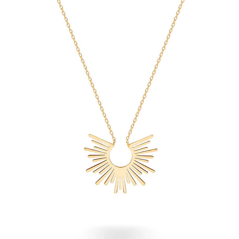 گردنبند طلا 18عیار زنانه طرح خورشید نیمه