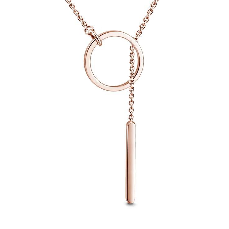 گردنبند طلا 18عیار زنانه طرح دایره و مستطیل کراواتی