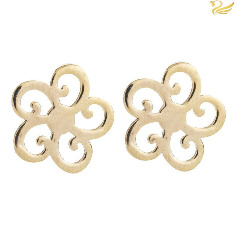 گوشواره طلا 18عیار گل پیچ پیچی