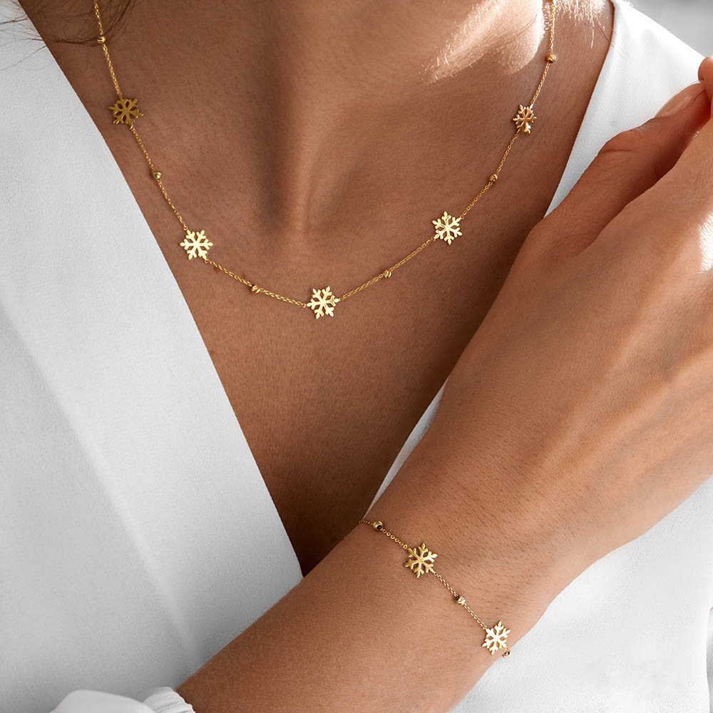 گردنبند گوله برف کریسمسی طلا 18 عیار