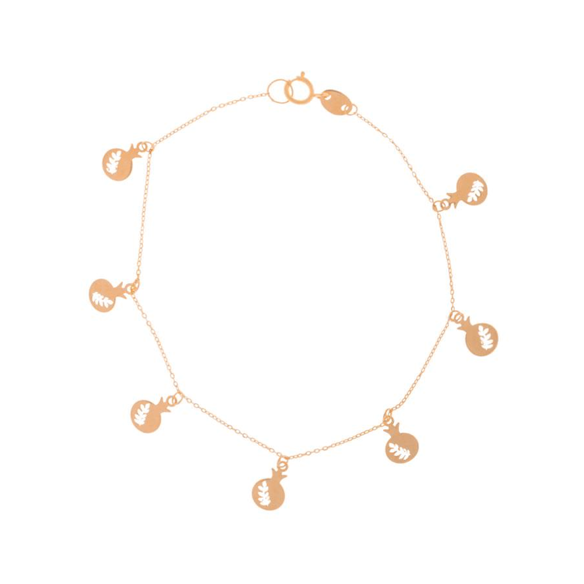 دستبند طلا زنانه طرح انار و برگ یلدایی پولکی قو طلایی کد B052658