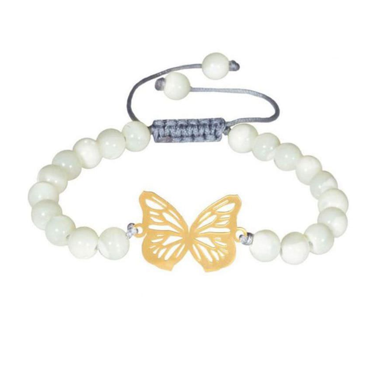 دستبند طلا زنانه با مروارید طرح پروانه وین قو طلایی کد B017608