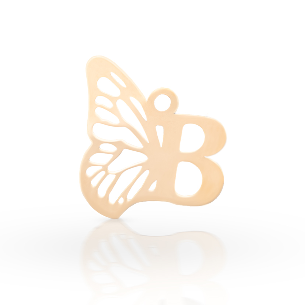 پلاک طلا زنانه طرح حرف B با بال پروانه