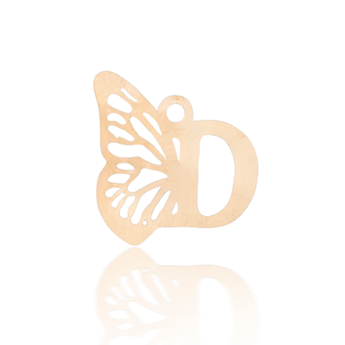 پلاک طلا زنانه طرح حرف D با بال پروانه