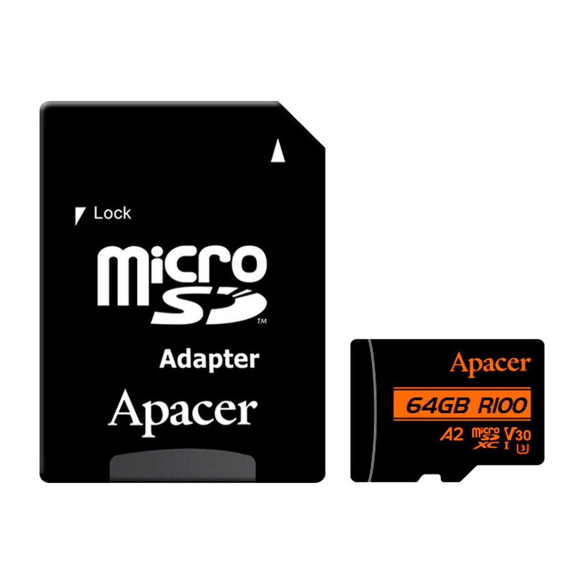کارت حافظه microSDXC اپیسر مدل Rioo A2 V30 استاندارد UHS-I U3 ظرفیت 64 گیگابایت به همراه آداپتور SD