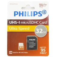 کارت حافظه microSDHC فیلیپس مدل Ultra Speed کلاس 10 استاندارد UHS-I U3 سرعت 95MB/s ظرفیت 32 گیگابایت به همراه آداپتور-small-image
