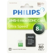  کارت حافظه MicroSDHC فیلیپس مدل Ultra Speed استاندارد UHS-I U1 سرعت 80MB/s ظرفیت 8 گیگابایت به همراه آداپتور-small-image