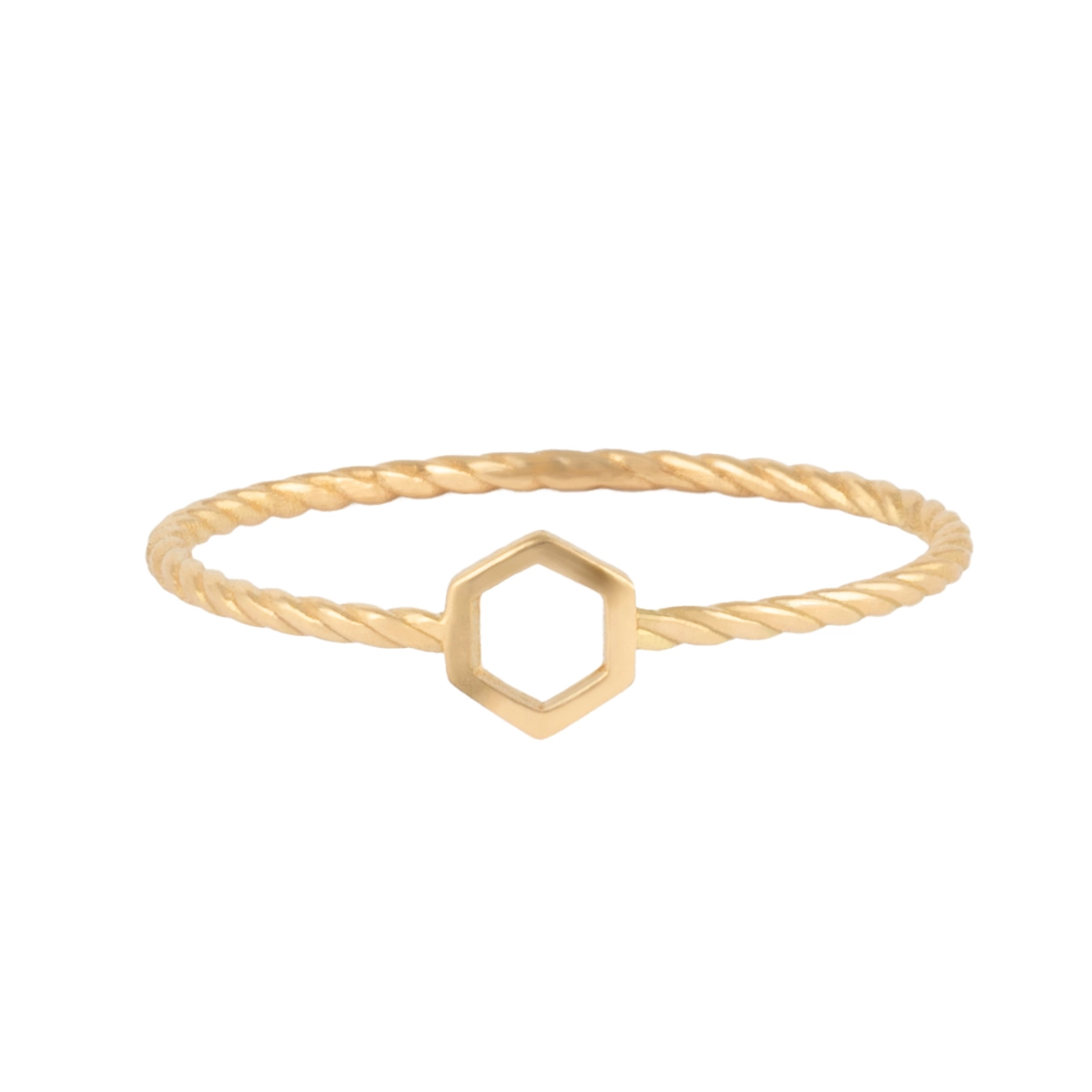 انگشتر طلا 18 عیار زنانه بان گالری مدل طنابی هگزا توخالی-small-image