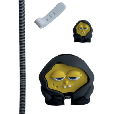 محافظ کابل مدل باب اسفنجی SpongeBob به همراه محافظ شارژر دیواری مجموعه 4 عددی