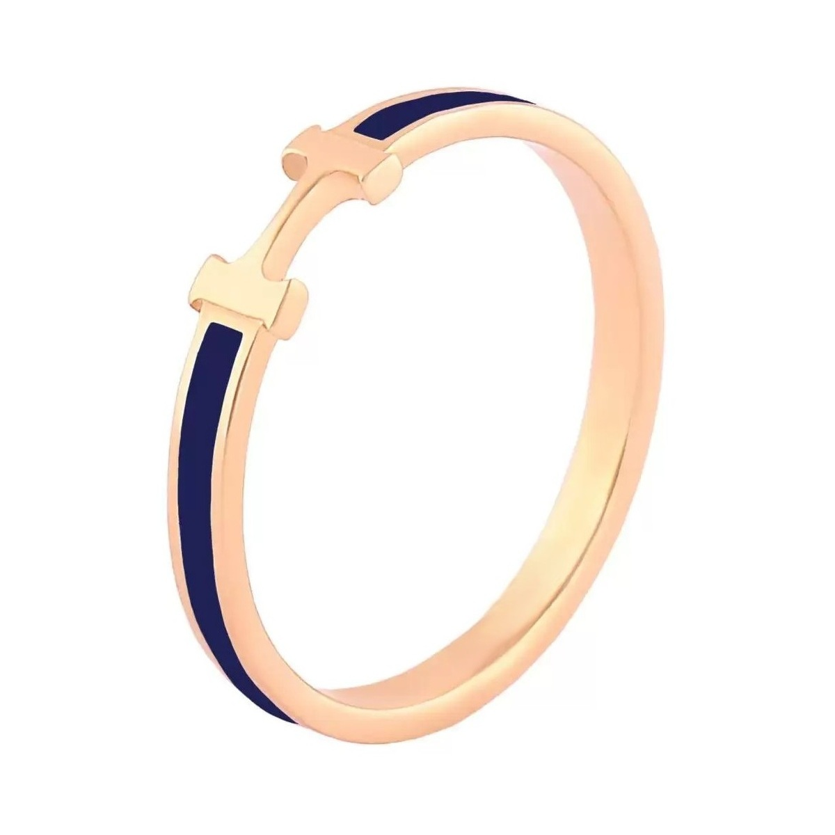 انگشتر طلا 18 عیار زنانه مدل هرمس سرمه ای سایز 56