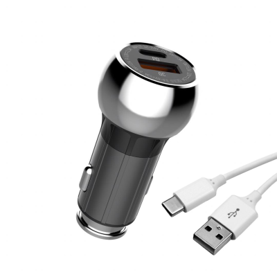 شارژر فندکی الدینیو مدل C1 به همراه کابل تبدیل USB-C