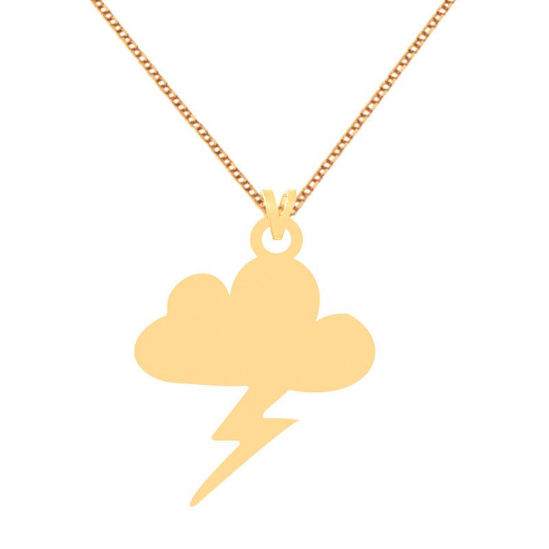 گردنبند طلا 18 عیار زنانه قو طلایی طرح ابر و ساعقه