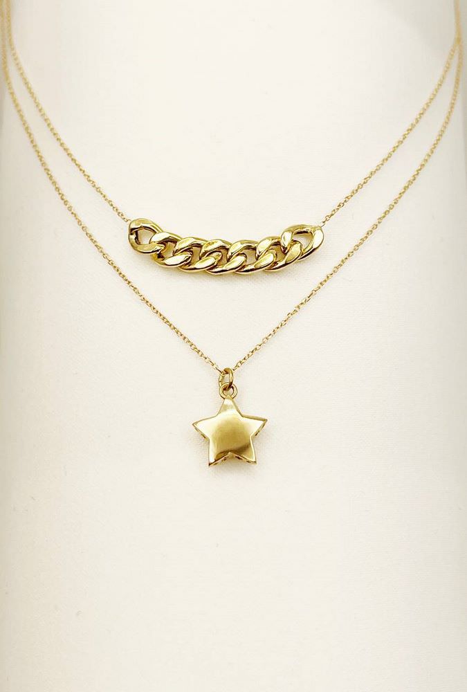 گردنبند طلا 18عیار طرح کارتیه تیفانی ستاره