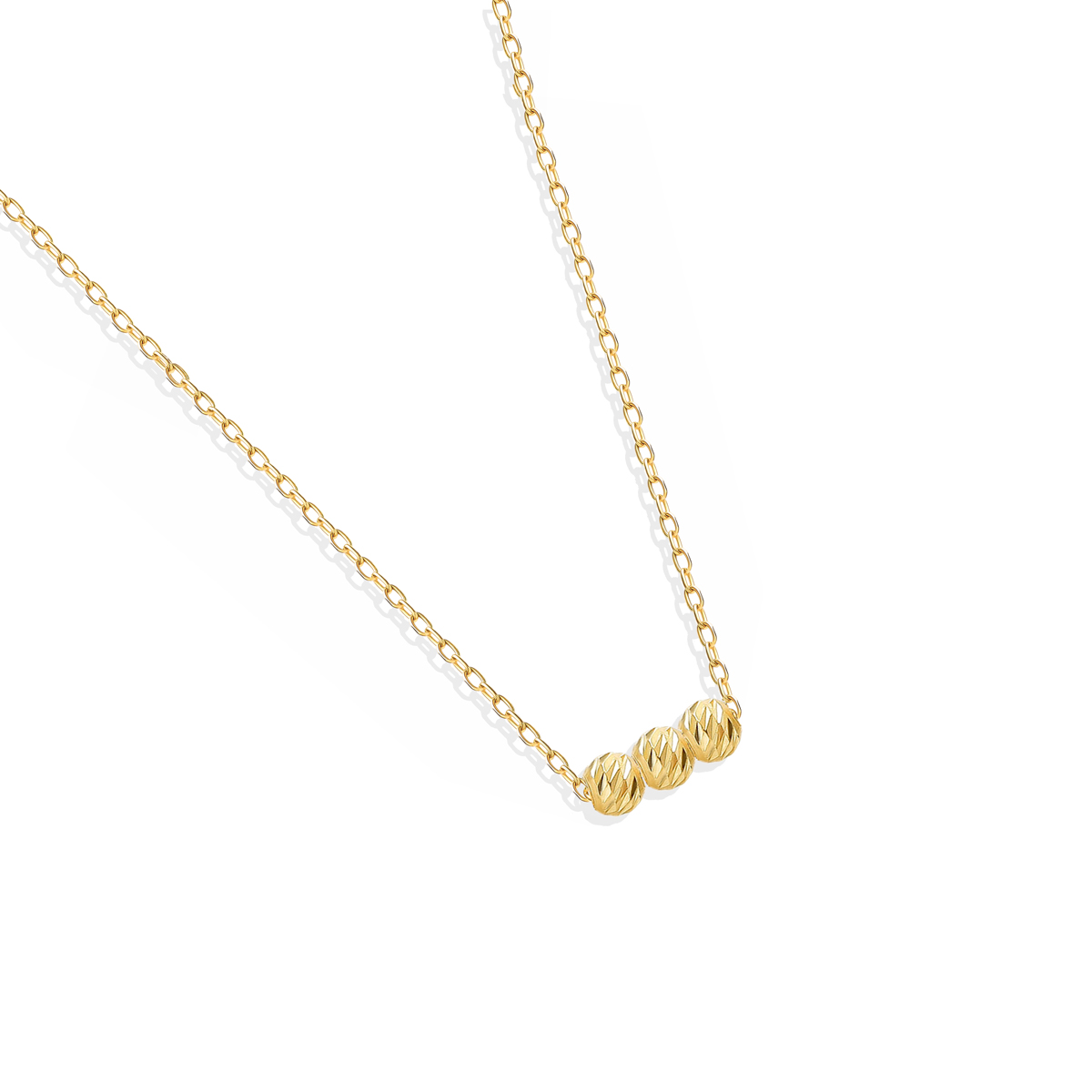 گردنبند طلا 18 عیار طرح البرنادو گوی سه تایی