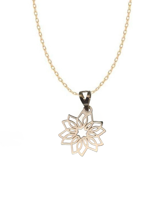 گردنبند طلا 18 عیار اپال گلد مدل قلب لیزری گل