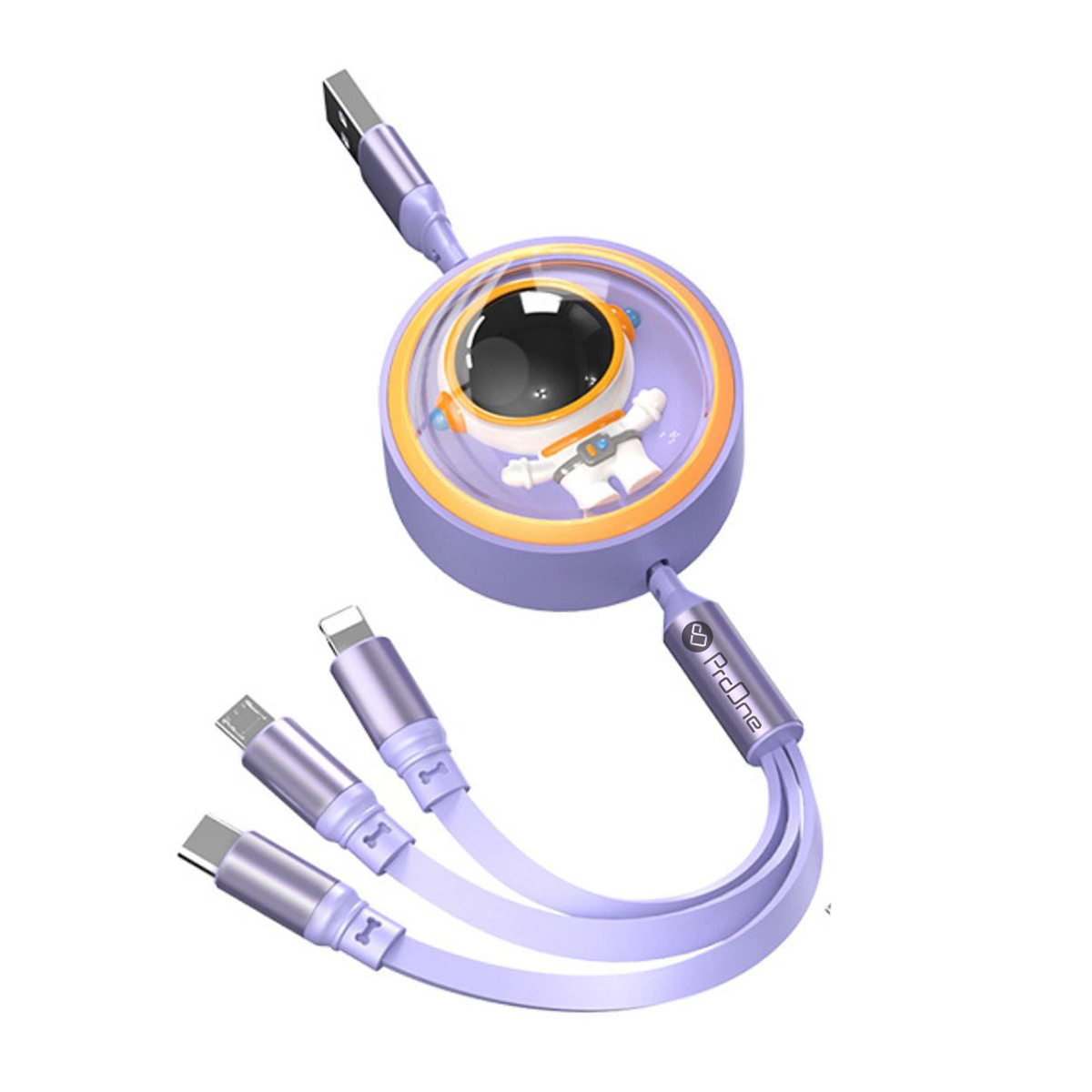 کابل لایتنینگ / تایپ سی / micro-USB پرووان مدل PCC128R طول 1.2 متر