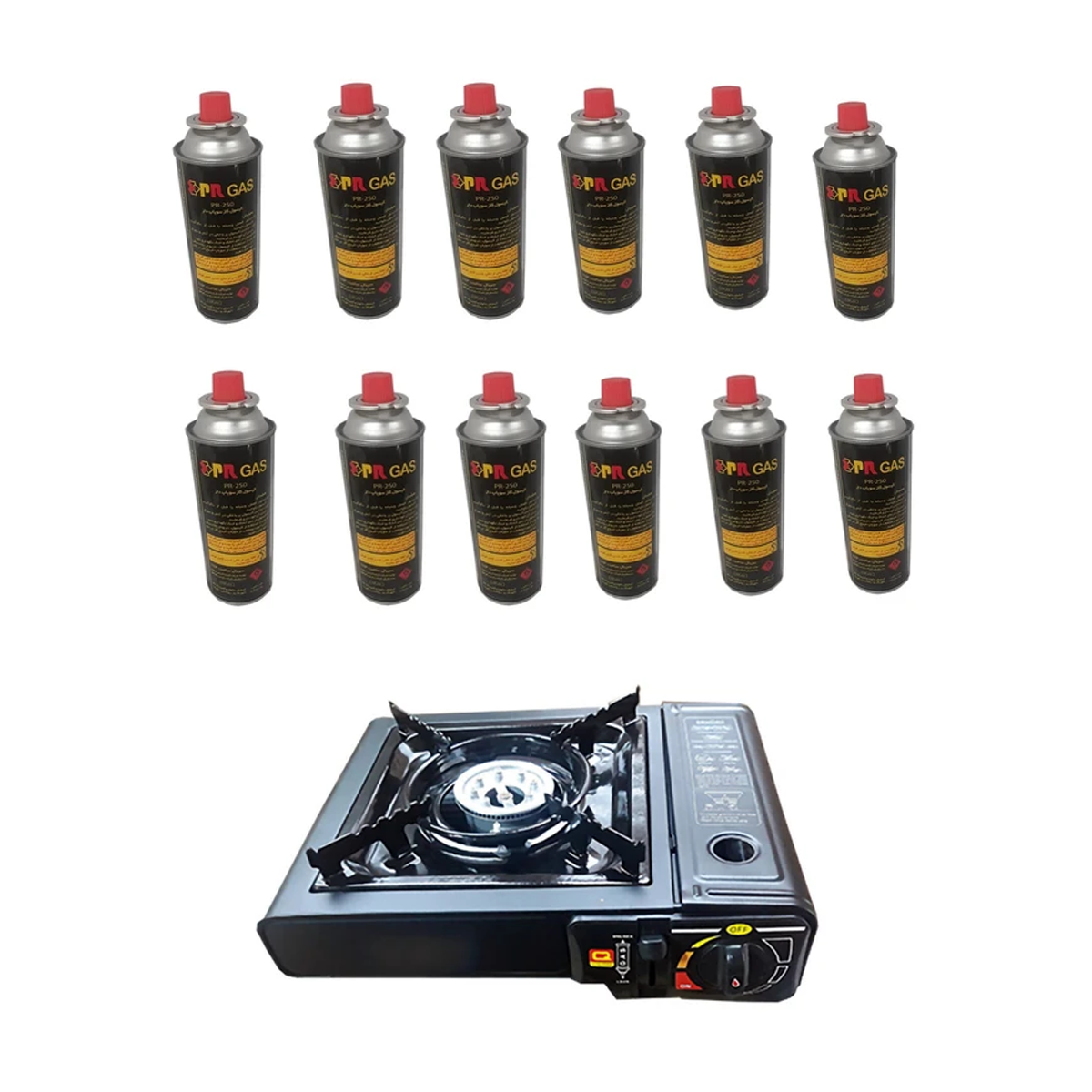  اجاق سفری پارس رگولاتور مدل 6499 به همراه کپسول گاز سفری بسته 12 عددی-small-image