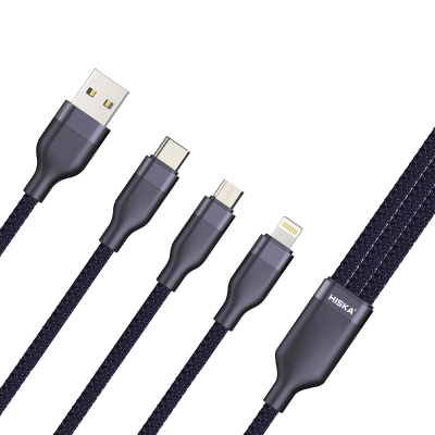 کابل تبدیل USB به لایتنینگ / USB-C / MICRO USB هیسکا مدل LX-32 طول 1.2 متر