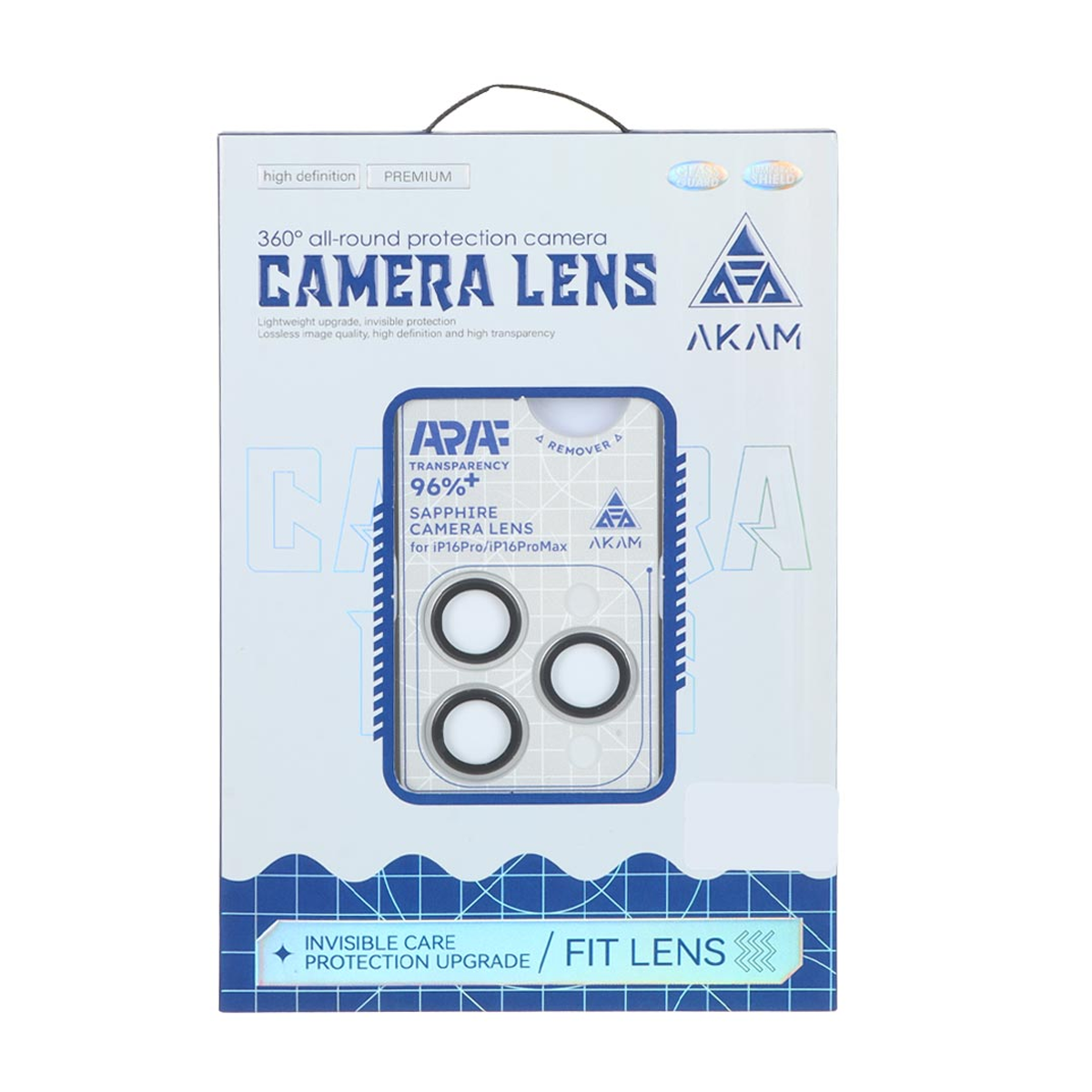 محافظ لنز دوربین گوشی اپل iPhone 16 Pro - 16 Pro Max آکام مدل رینگی شابلون دار