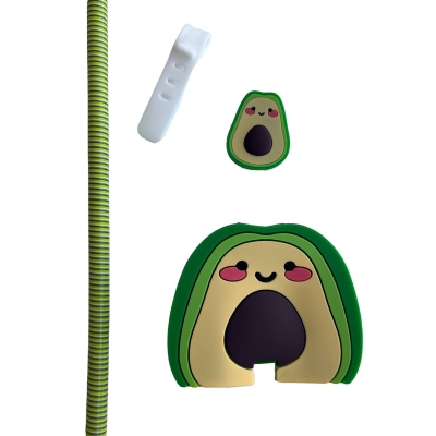 حافظ شارژر دیواری و کابل طرح پیکسی خرس مدل آواکادو مجموعه 4 عددی