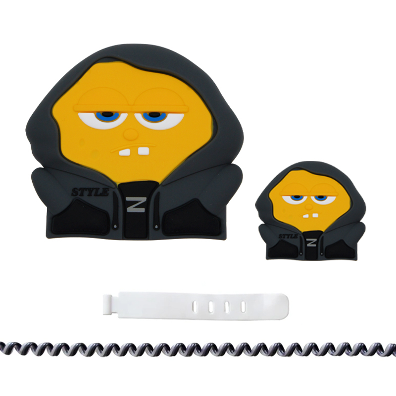 محافظ کابل شارژ وال کیس طرح باب اسفنجی به همراه محافظ شارژر دیواری مجموعه 4 عددی