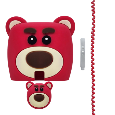 محافظ کابل شارژ مدل فانتزی طرح خرس به همراه محافظ شارژ دیواری مجموعه 4 عددی