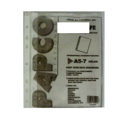 کاور کاغذ A5 پاپکو کد A5-7 بسته 100عددی