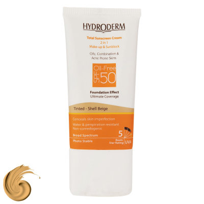 کرم ضد آفتاب رنگی SPF 50 هیدرودرم مدل 01  مناسب برای پوست چرب حجم 40 میلی لیتر