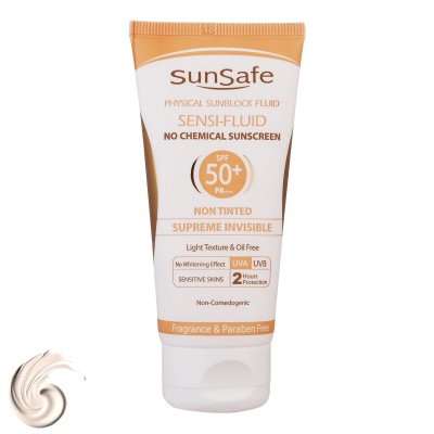 کرم ضدآفتاب سان سیف مدل سنسی فلوئید +SPF50 حجم 50 میلی لیتر