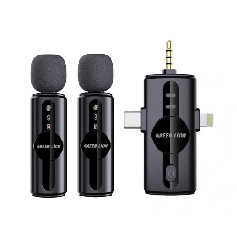 ست میکروفن بی سیم گرین لاین مدل GM-80X با درگاه اتصال لایتنینگ/AUX/USB-C