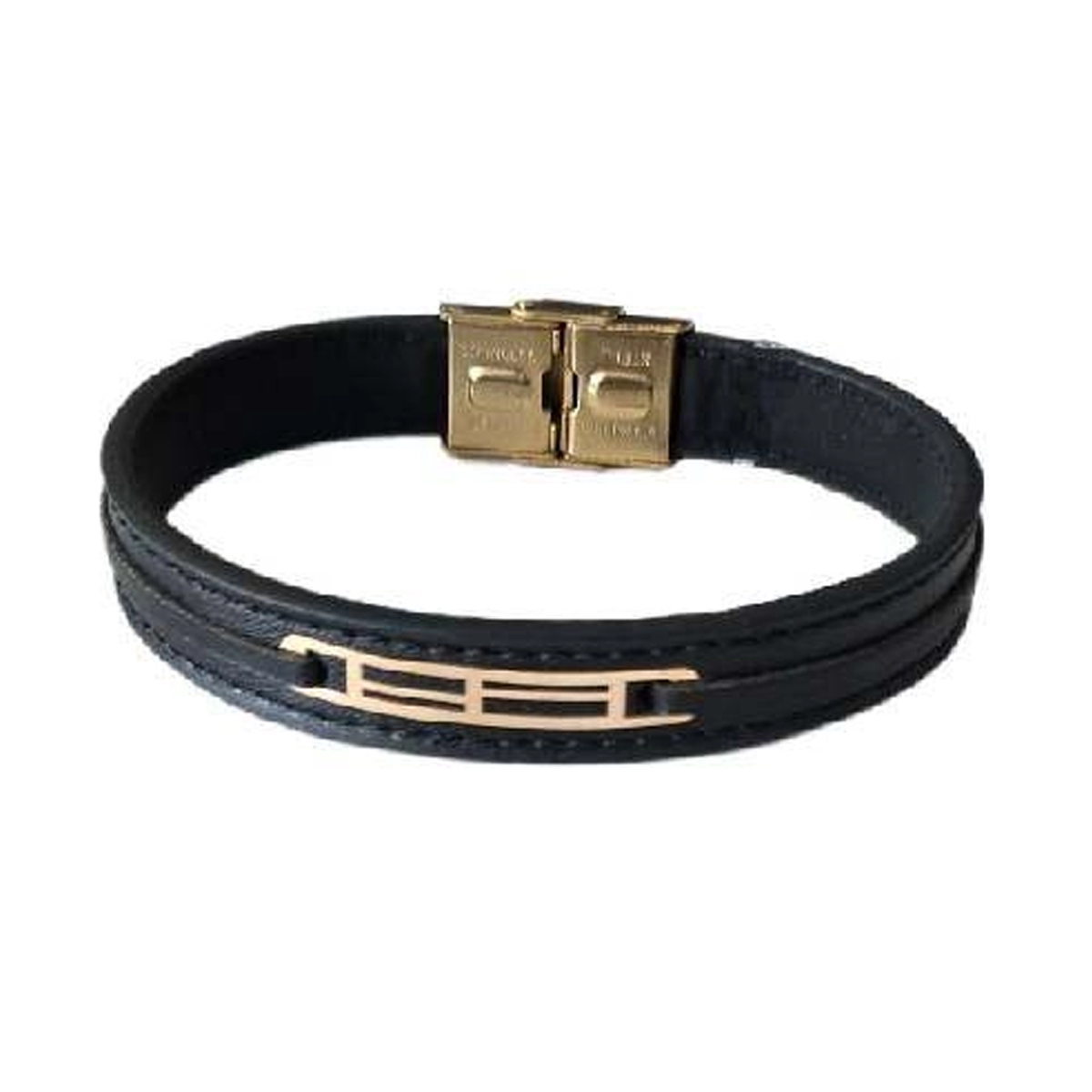 دستبند طلا مردانه با چرم اپال گلد مدل 0186-small-image