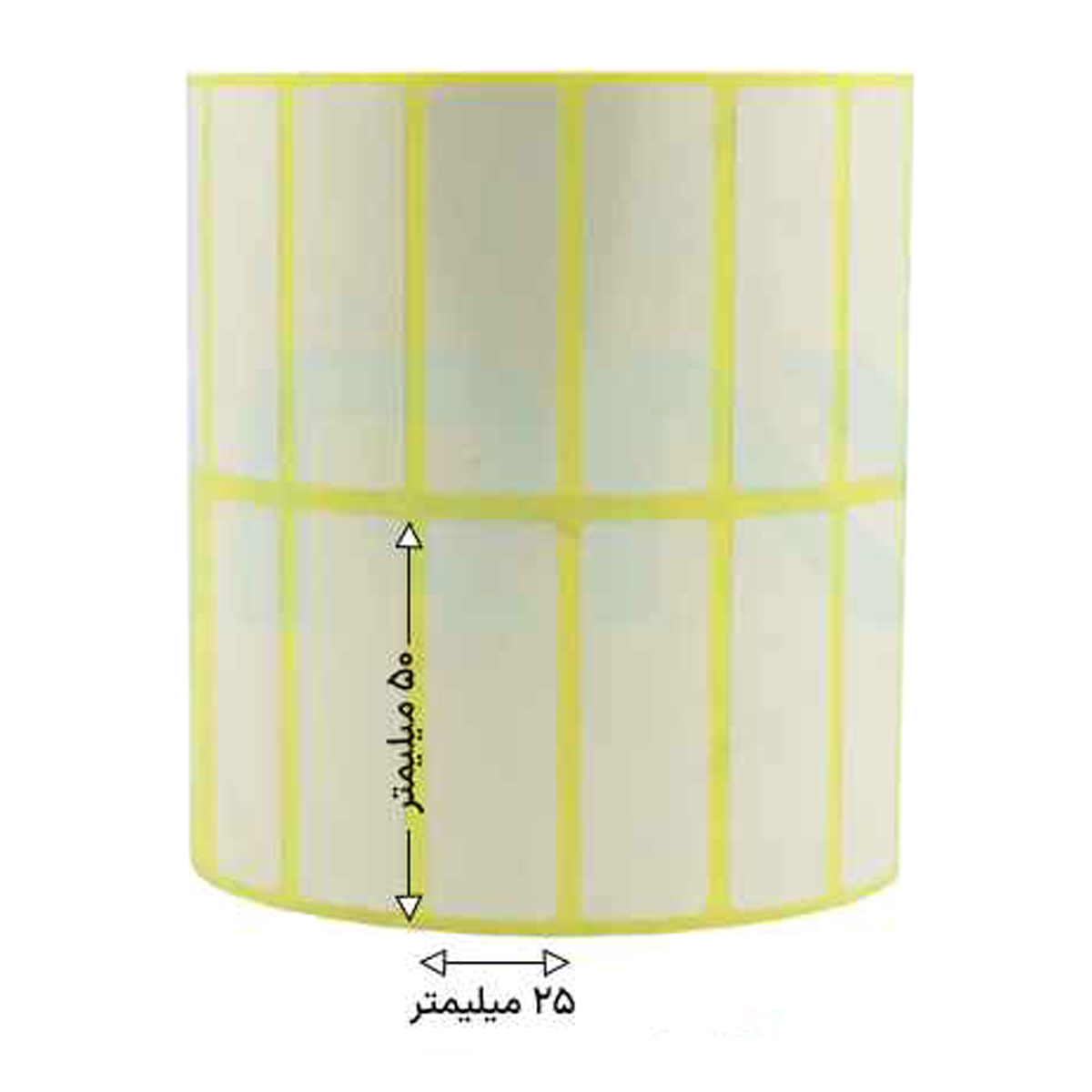 رول 4000 تایی لیبل کاغذی دو ردیفه 50x25