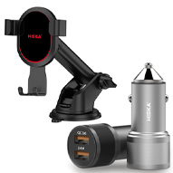 پک پایه نگهدارنده گوشی موبایل هیسکا مدل HK-2104 و شارژر فندکی CC-309Q-small-image